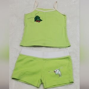Green Tank Top and Shorts Set with Embroidery Size 2T